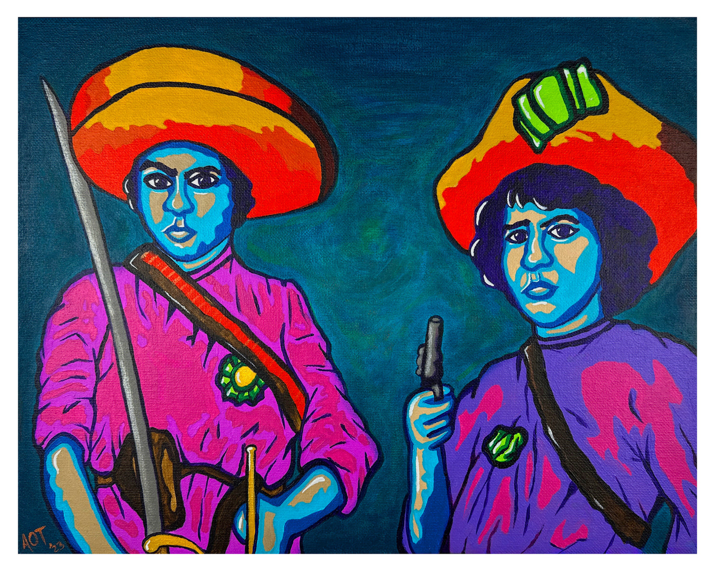 "Las Soldaderas Mas Bravas" Original Painting 14" x 11"