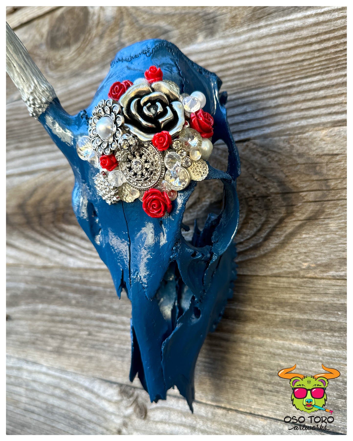 “Blue is Your Color” Spike Deer Skull